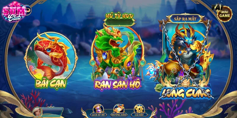 Các phòng chơi đa dạng lựa chọn trong bắn cá SUMCLUB