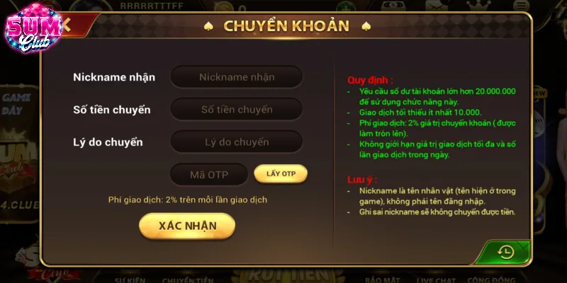 Mỗi hình thức rút tiền quy định số tiền tối thiểu - tối đa khác nhau