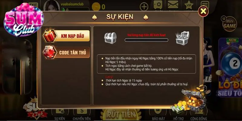 SUM CLUB tặng code tân thủ giá trị SUM CLUB tặng code tân thủ giá trị