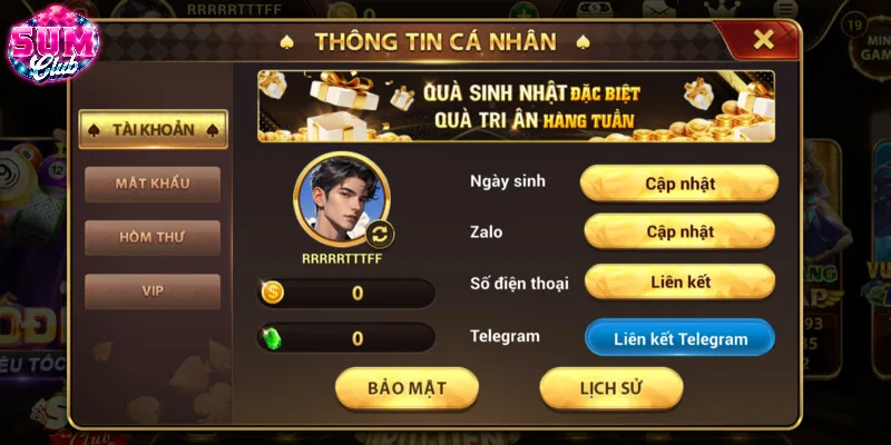 SUMCLUB thu thập thông tin cá nhân và giao dịch của người chơi SUMCLUB thu thập thông tin cá nhân và giao dịch của người chơi