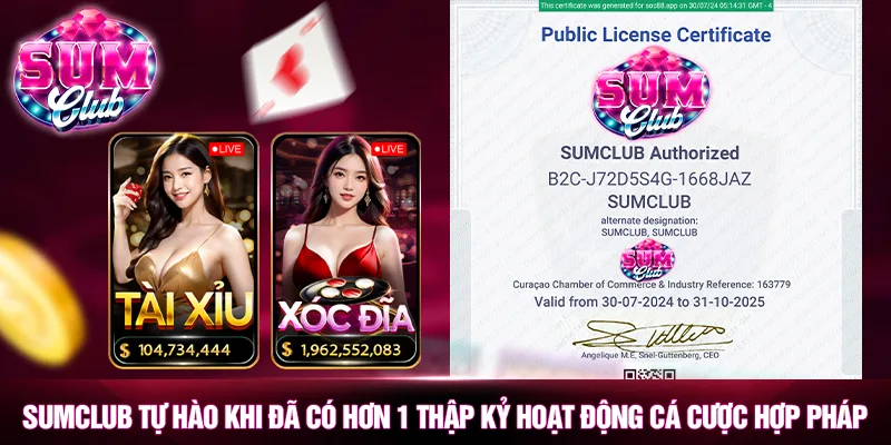 SUMCLUB tự hào khi đã có hơn 1 thập kỷ hoạt động cá cược hợp pháp SUMCLUB tự hào khi đã có hơn 1 thập kỷ hoạt động cá cược hợp pháp
