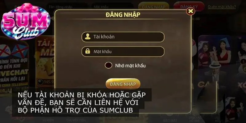 Thông tin đăng nhập tài khoản SUM CLUB đơn giản