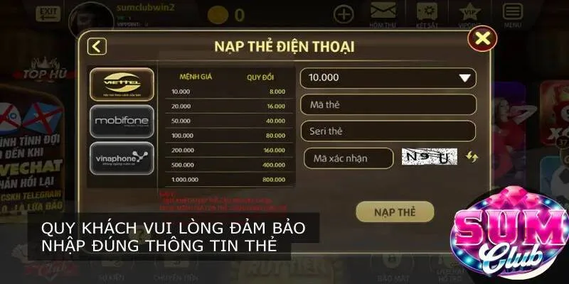 Thông tin tài khoản sai sẽ không được cổng game hỗ trợ nạp tiền thành công Thông tin tài khoản sai sẽ không được cổng game hỗ trợ nạp tiền thành công