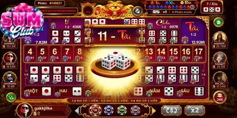 Tỷ lệ cược tài xỉu SUMCLUB cao